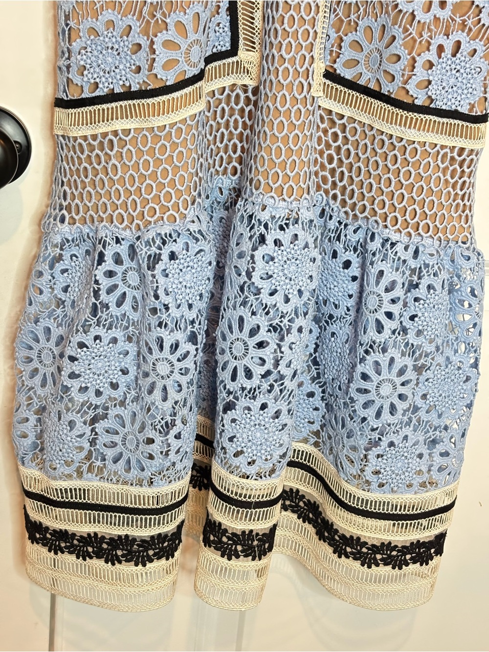 Self-Portrait Blue Black White Floral Lace Midi Dress 8 - Picture 7 of 13